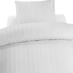 Bäddset 2-delar hotellsatin (Vit)