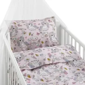 Bäddset Spjälsäng - Enhörning (rosa)