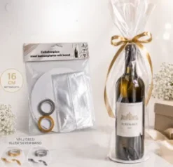 Cellofanpåse med bottenplatta och band