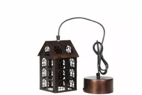 Fönsterlampa hus - antik brun