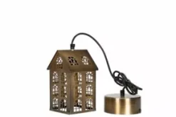 Fönsterlampa hus - antik mässing