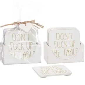 Glasunderlägg - Don't fuck up the table (guld)