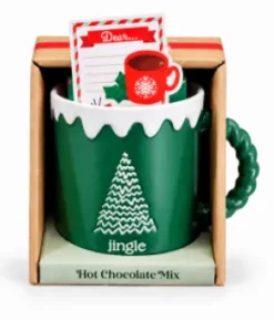 Grön julmugg med varm chokladmix