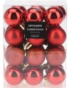 Julgranskulor 24-pack - Röd