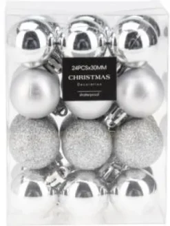 Julgranskulor 24-pack - Silver
