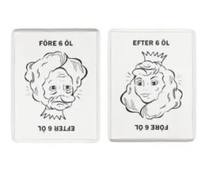Kylskåpsmagnet - före/efter 6 öl