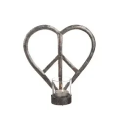 Ljuslykta i hamrad plåt "Peace" (Hjärta)