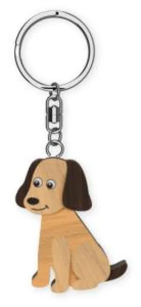 Nyckelring i trä Hund