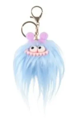 Nyckelring - Pompom-monster (Ljusblå)