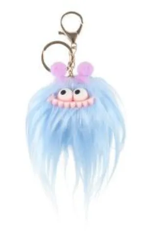 Nyckelring - Pompom-monster (Ljusblå)