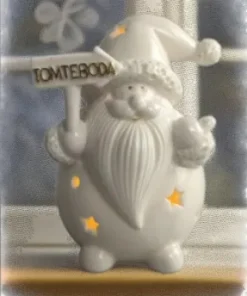 Porslinstomte med LED - Tomteboda