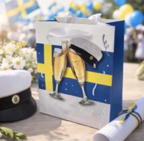 Presentpåse 18cm - Student/champagne