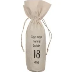 Presentpåse för flaska - Sipp sipp hurra! 18 år