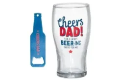 Presentset Ölglas & öppnare - "Cheers Dad!"