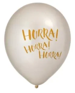 Pärlemovita ballonger i 6-pack - HURRA!