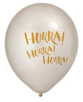 Pärlemovita ballonger i 6-pack - HURRA!