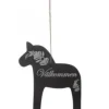 Skylt dalahäst - Välkommen (svart/silver)