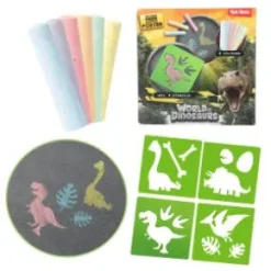 Vägkritor med stenciler - Dinosaurie