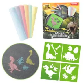 Vägkritor med stenciler - Dinosaurie